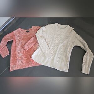 Women's Cream Cable Knit Sweater & Orange Cable Sweater